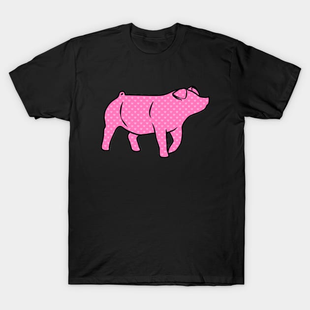 Pink Hearts Pig Silhouette 1 - NOT FOR RESALE WITHOUT PERMISSION T-Shirt by l-oh